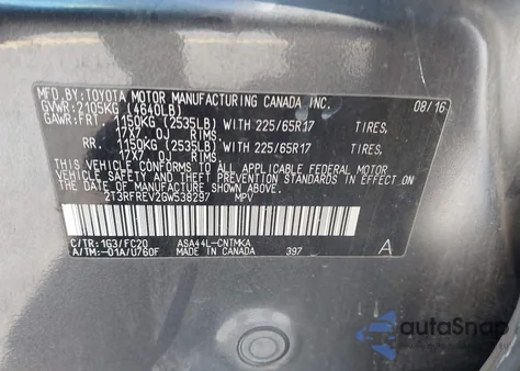 2016 Toyota Rav4 Xle from USA, damaged, VIN 2T3RFREV2GW538297